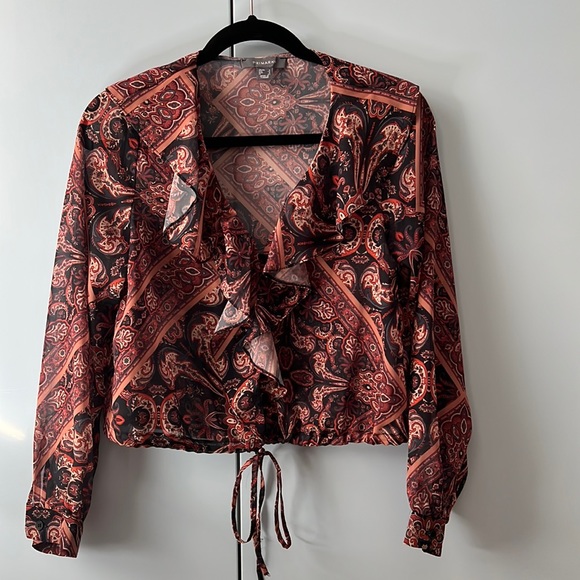 Primark Tops - Sheer Chiffon Ruffle V-Neck Blouse - US Size 8